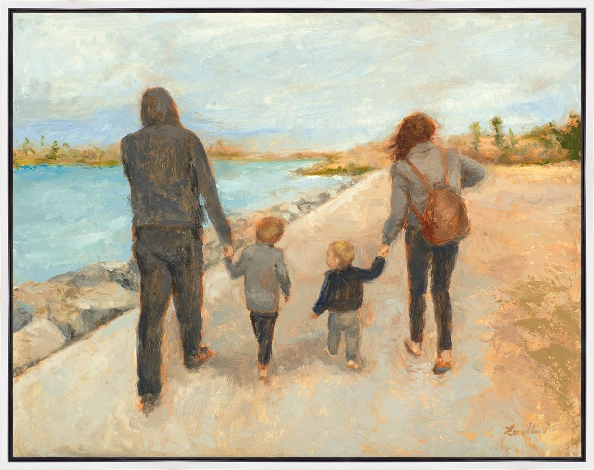 Family Walk On The Beach Gallery Wrap