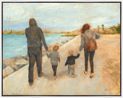 Family Walk On The Beach