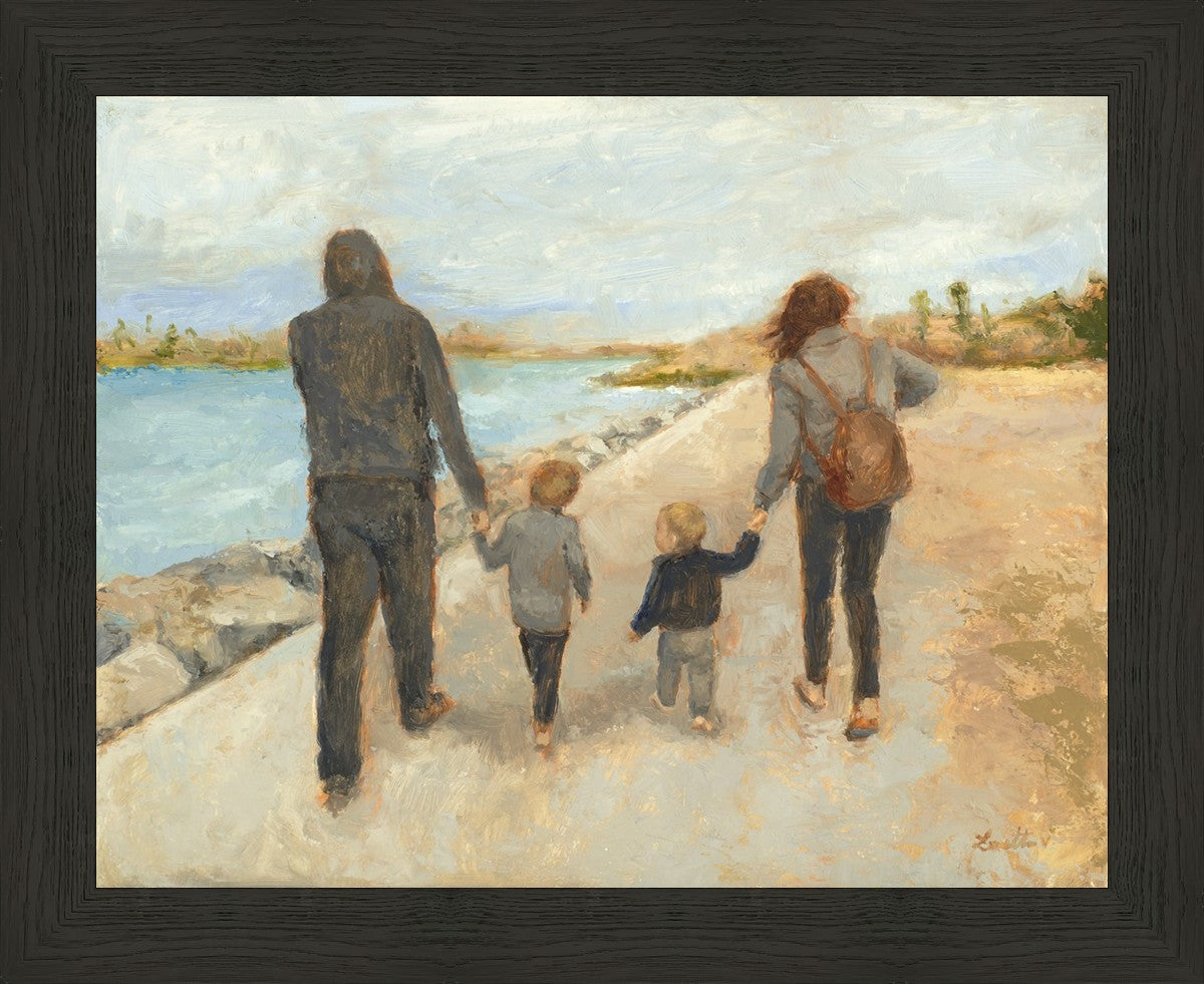 Family Walk On The Beach