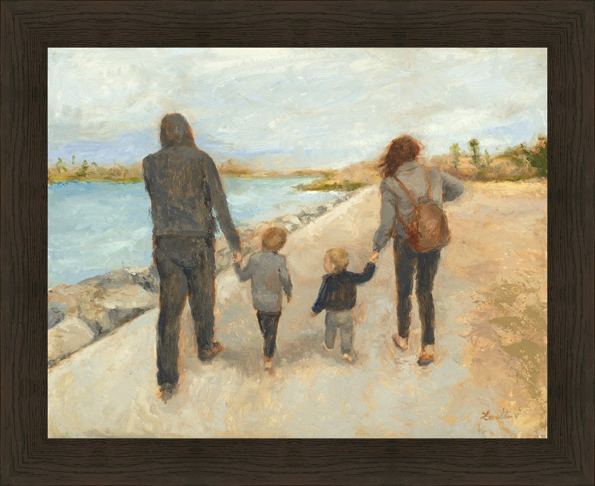 Family Walk On The Beach