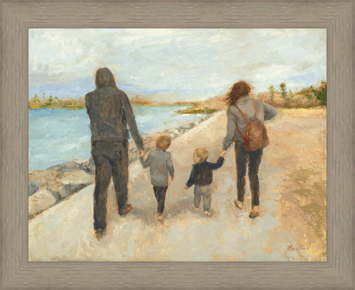 Family Walk On The Beach