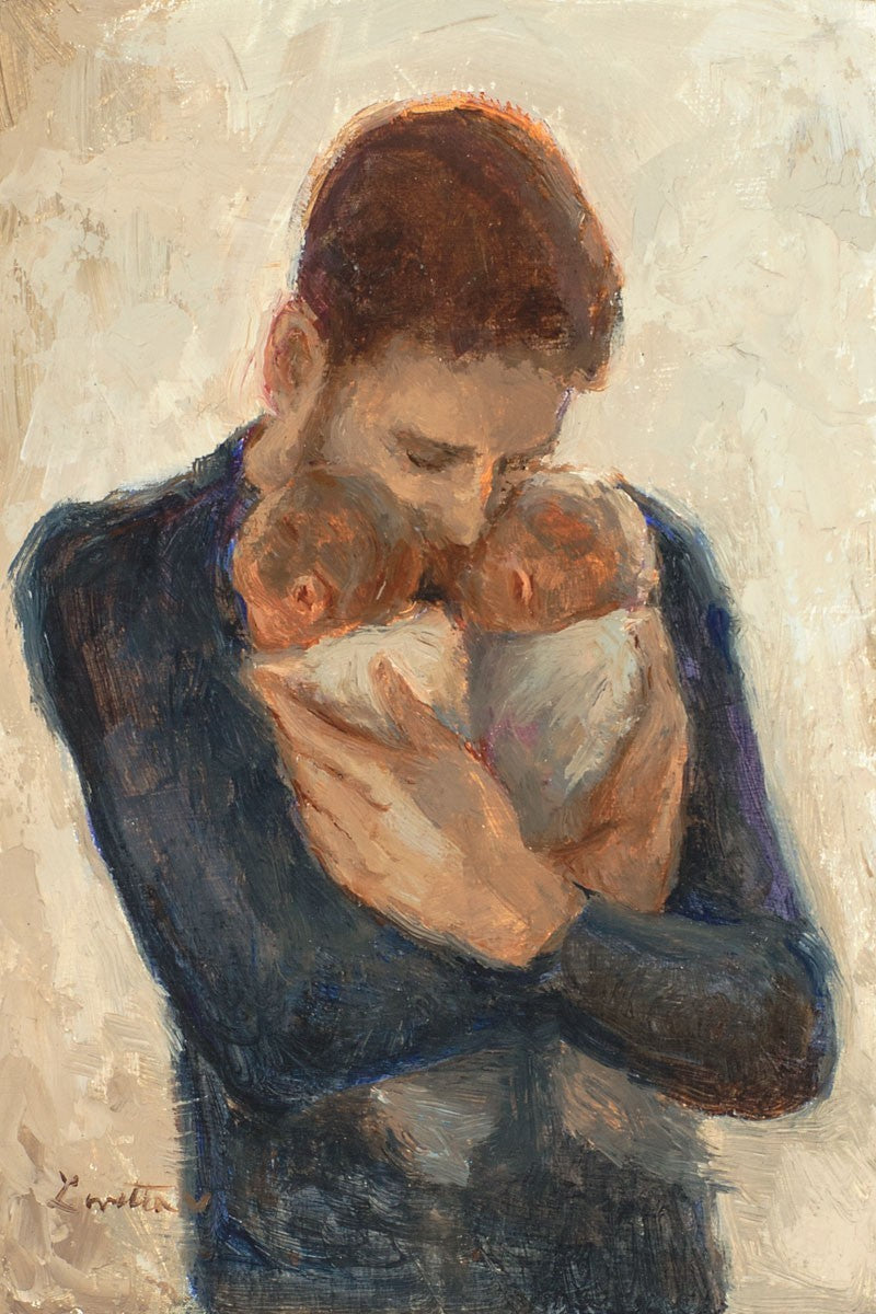 Father With Twins Gallery Wrap