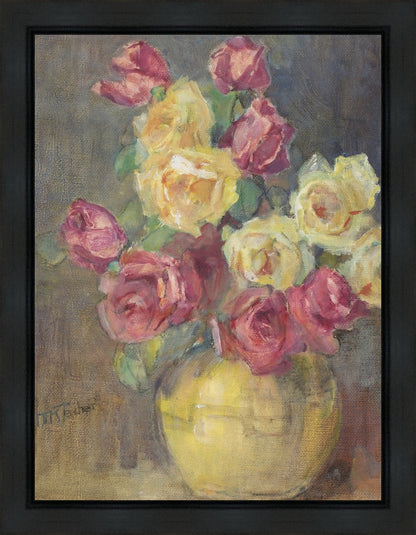 Red and Yellow Roses in a Vase