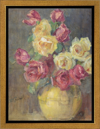 Red and Yellow Roses in a Vase