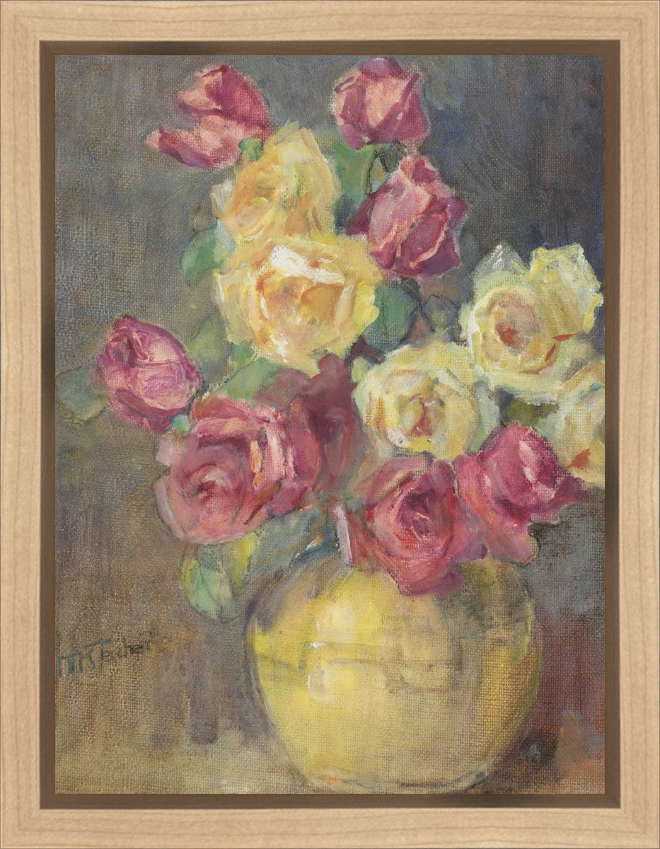 Red and Yellow Roses in a Vase