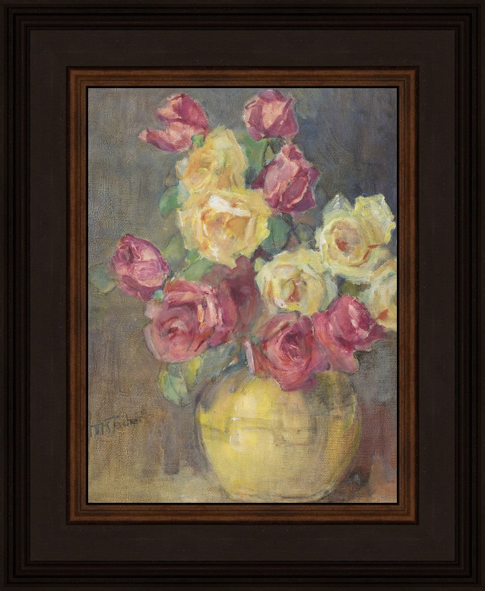 Red and Yellow Roses in a Vase