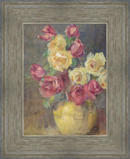 Red and Yellow Roses in a Vase