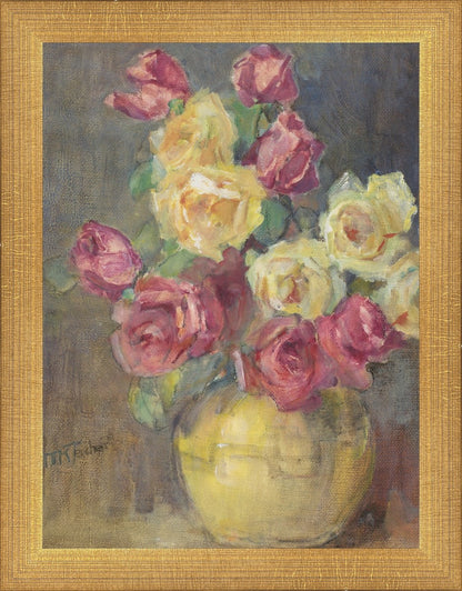 Red and Yellow Roses in a Vase