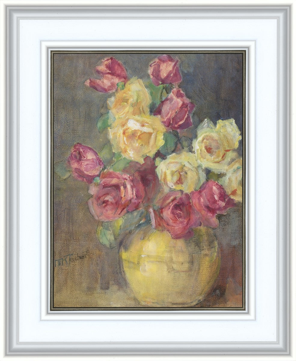 Red and Yellow Roses in a Vase