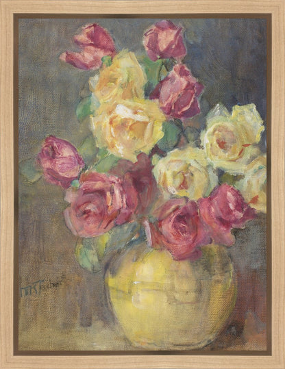 Red and Yellow Roses in a Vase