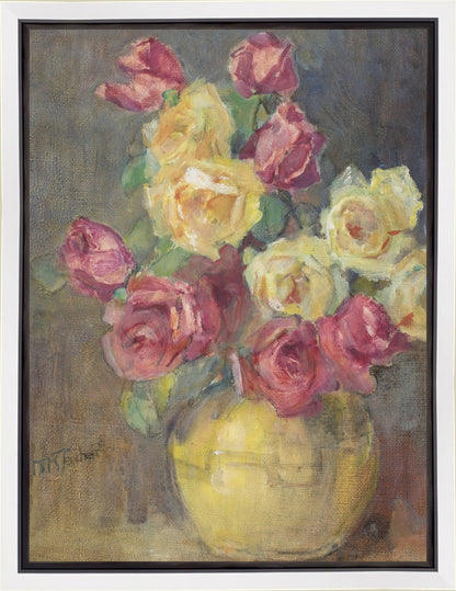 Red and Yellow Roses in a Vase