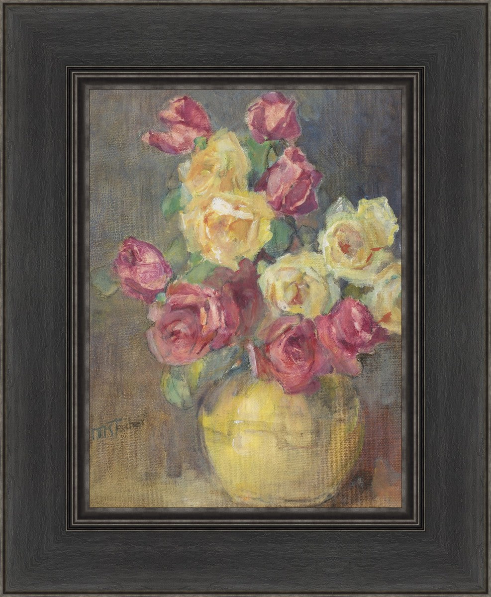 Red and Yellow Roses in a Vase