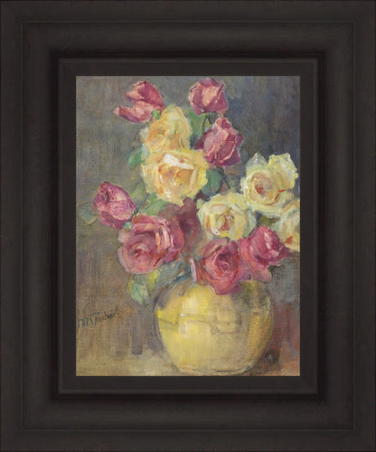 Red and Yellow Roses in a Vase