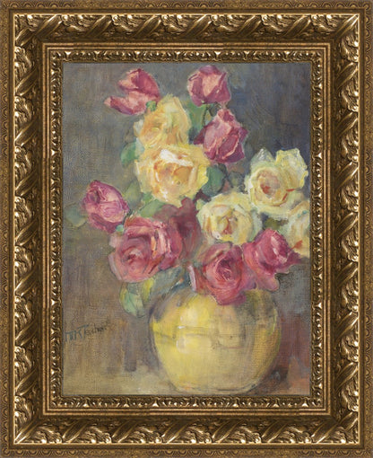 Red and Yellow Roses in a Vase