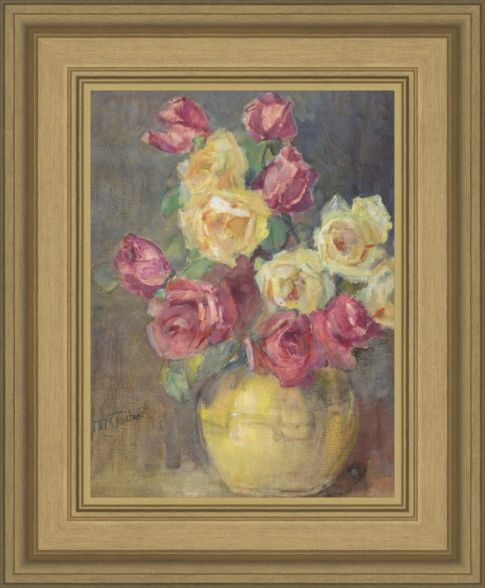 Red and Yellow Roses in a Vase