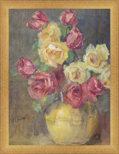 Red and Yellow Roses in a Vase