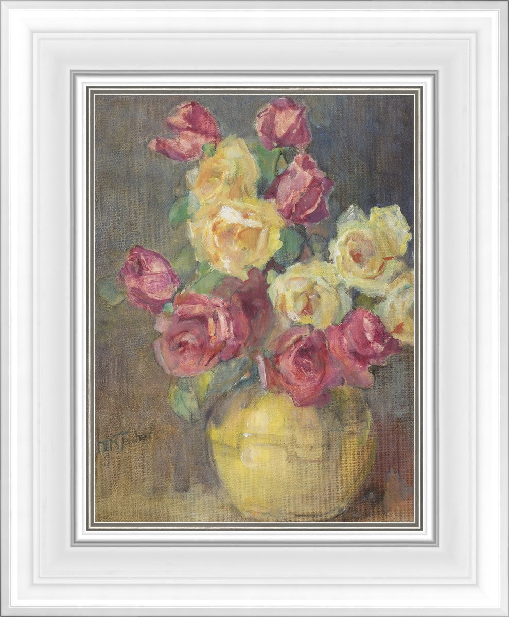 Red and Yellow Roses in a Vase