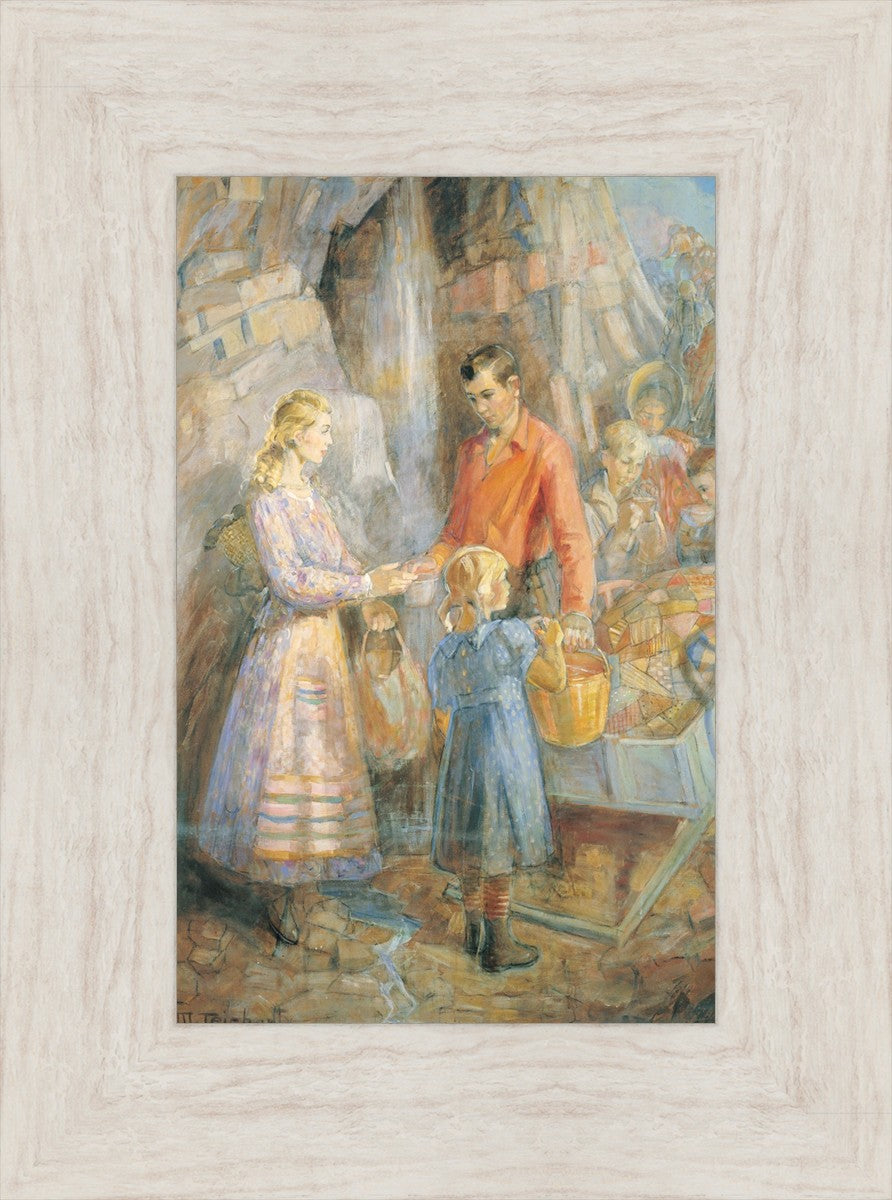 Handcart Pioneers at the Waterfall