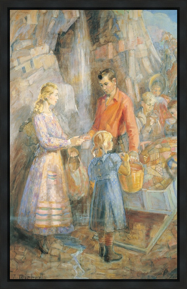 Handcart Pioneers at the Waterfall