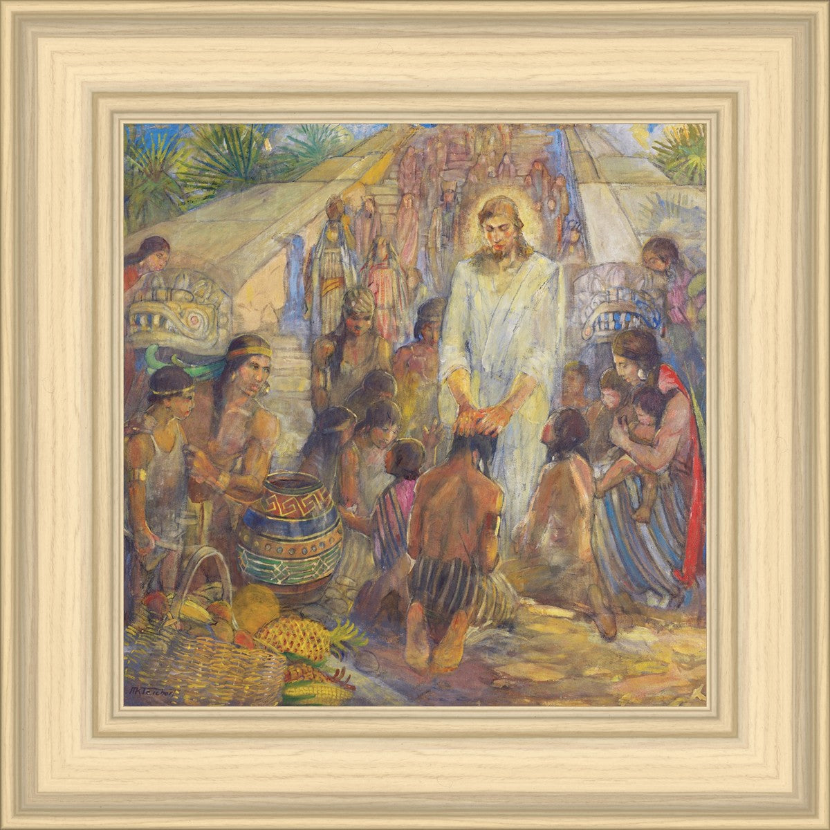 Christ Blesses the Nephites at the Bountiful Temple