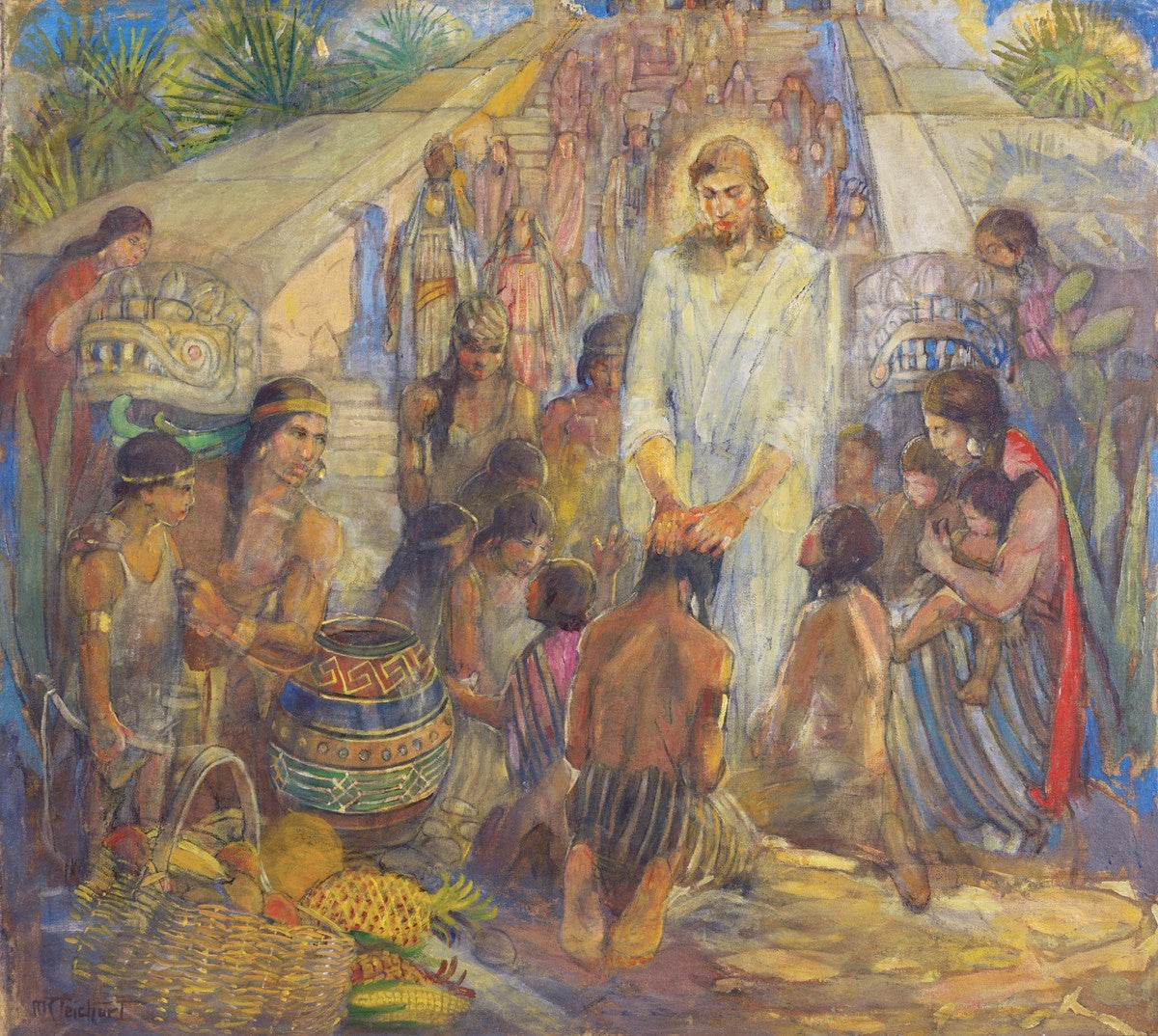 Christ Blesses the Nephites at the Bountiful Temple
