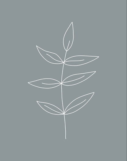 Minimalist Leaves Blue Gallery Wrap