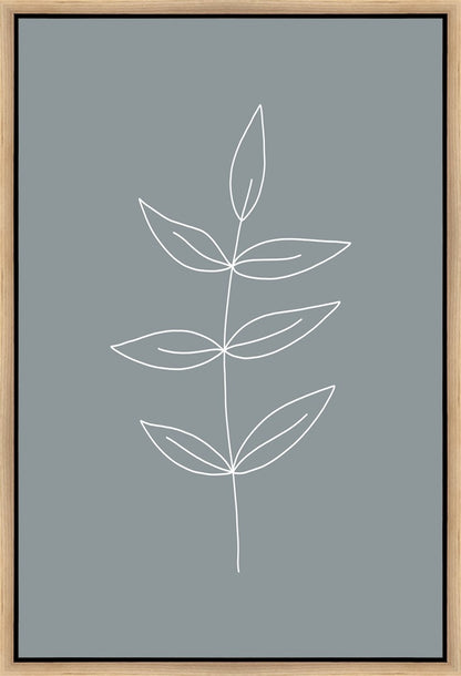 Minimalist Leaves Blue Gallery Wrap