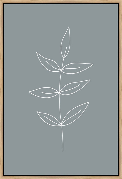 Minimalist Leaves Blue Gallery Wrap