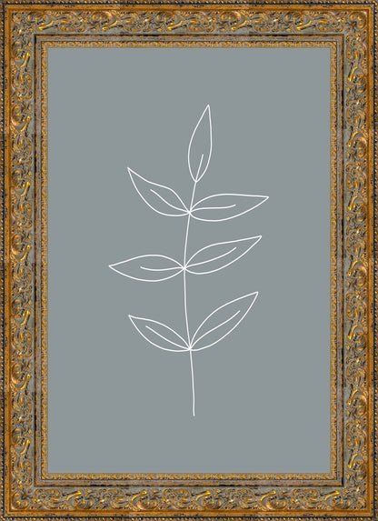 Minimalist Leaves Blue