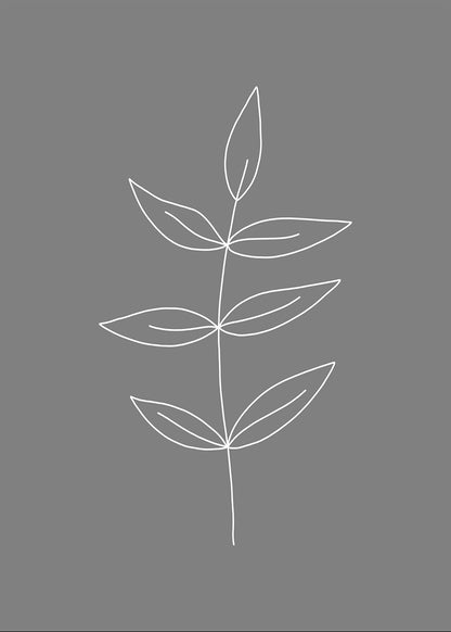 Minimalist Leaves Gray