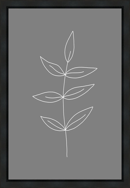 Minimalist Leaves Gray Gallery Wrap