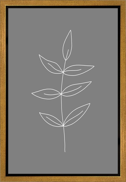 Minimalist Leaves Gray Gallery Wrap