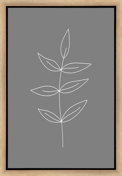 Minimalist Leaves Gray Gallery Wrap