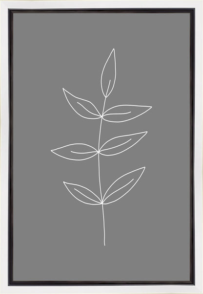 Minimalist Leaves Gray Gallery Wrap