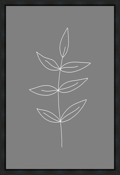 Minimalist Leaves Gray Gallery Wrap