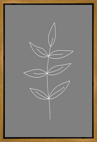Minimalist Leaves Gray Gallery Wrap