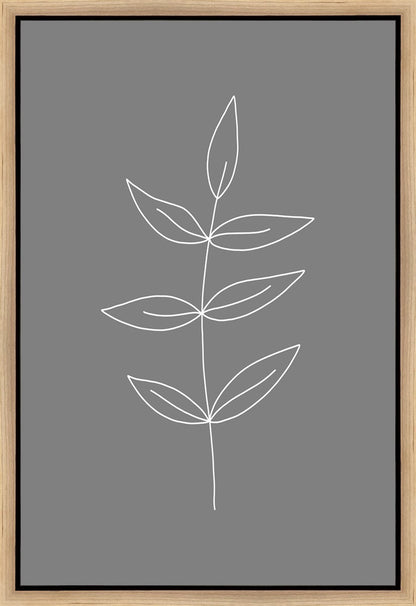 Minimalist Leaves Gray Gallery Wrap