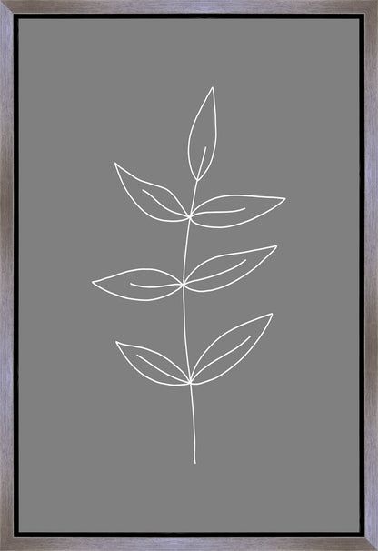 Minimalist Leaves Gray Gallery Wrap