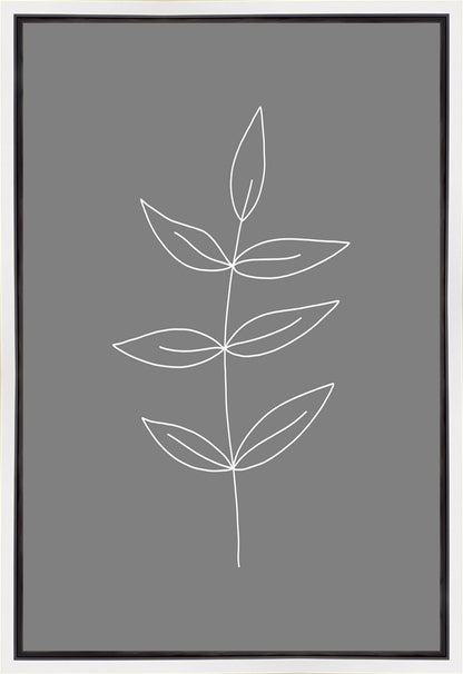 Minimalist Leaves Gray Gallery Wrap