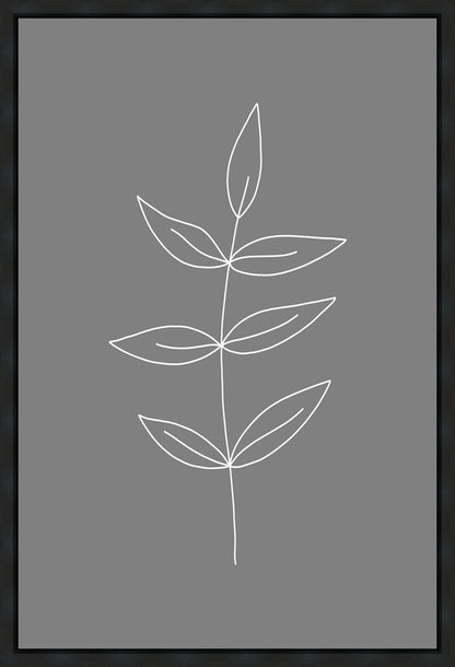 Minimalist Leaves Gray Gallery Wrap