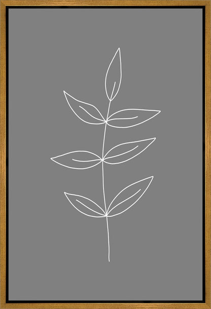 Minimalist Leaves Gray Gallery Wrap