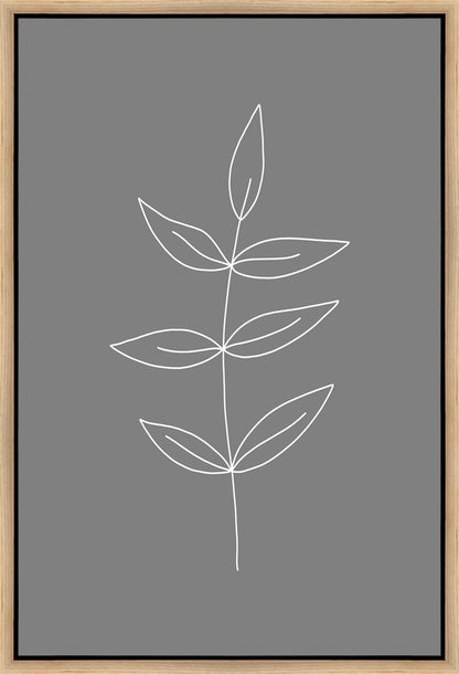 Minimalist Leaves Gray Gallery Wrap