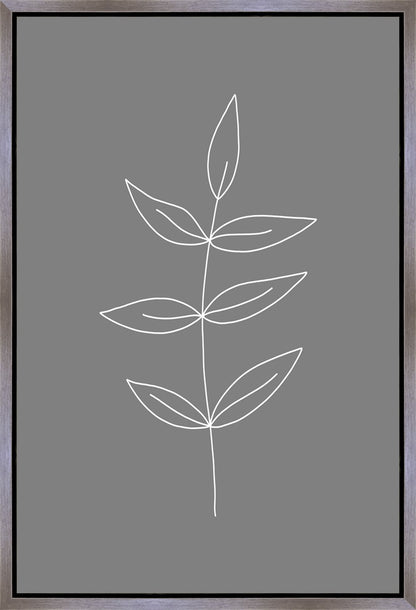 Minimalist Leaves Gray Gallery Wrap