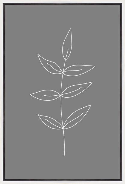 Minimalist Leaves Gray Gallery Wrap