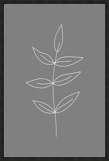 Minimalist Leaves Gray Gallery Wrap