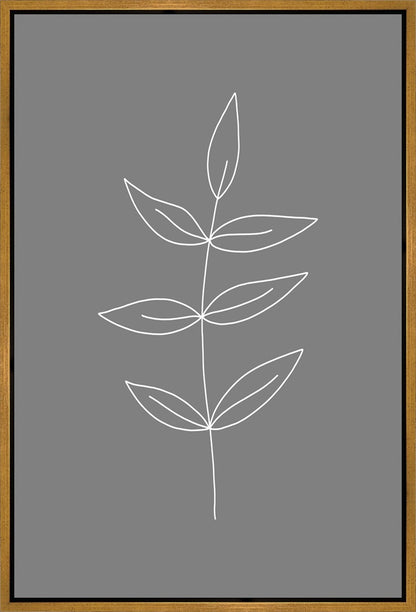 Minimalist Leaves Gray Gallery Wrap
