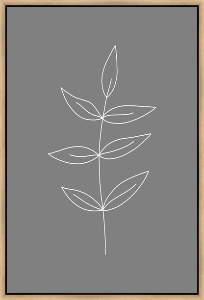 Minimalist Leaves Gray Gallery Wrap