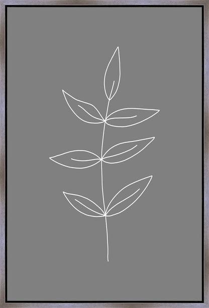 Minimalist Leaves Gray Gallery Wrap