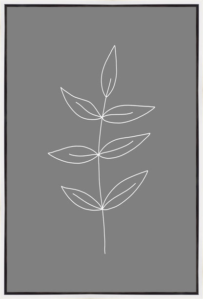 Minimalist Leaves Gray Gallery Wrap
