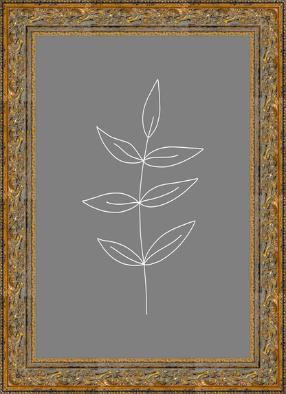 Minimalist Leaves Gray